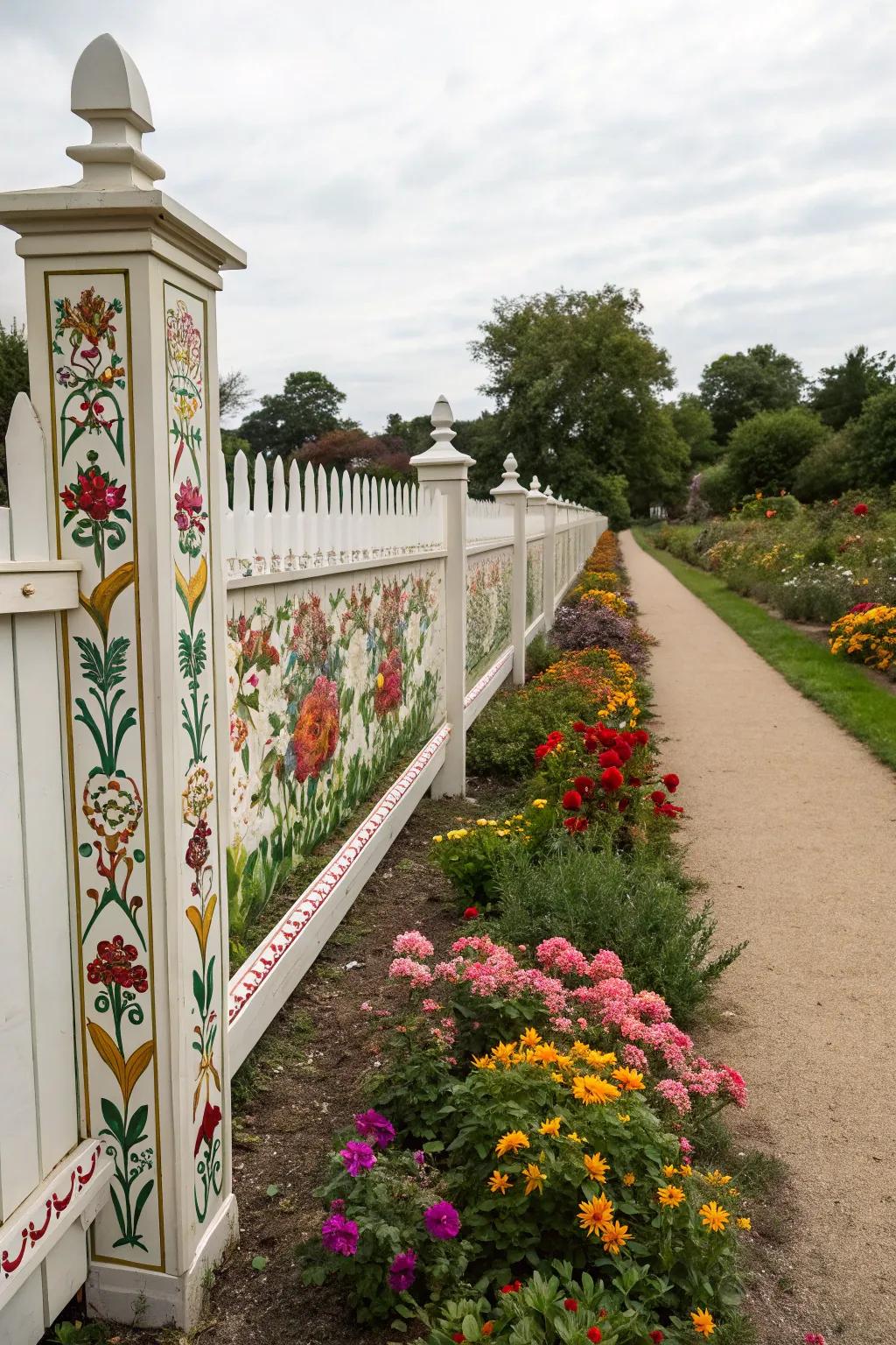 Botanical borders provide a structured elegance to fence designs.