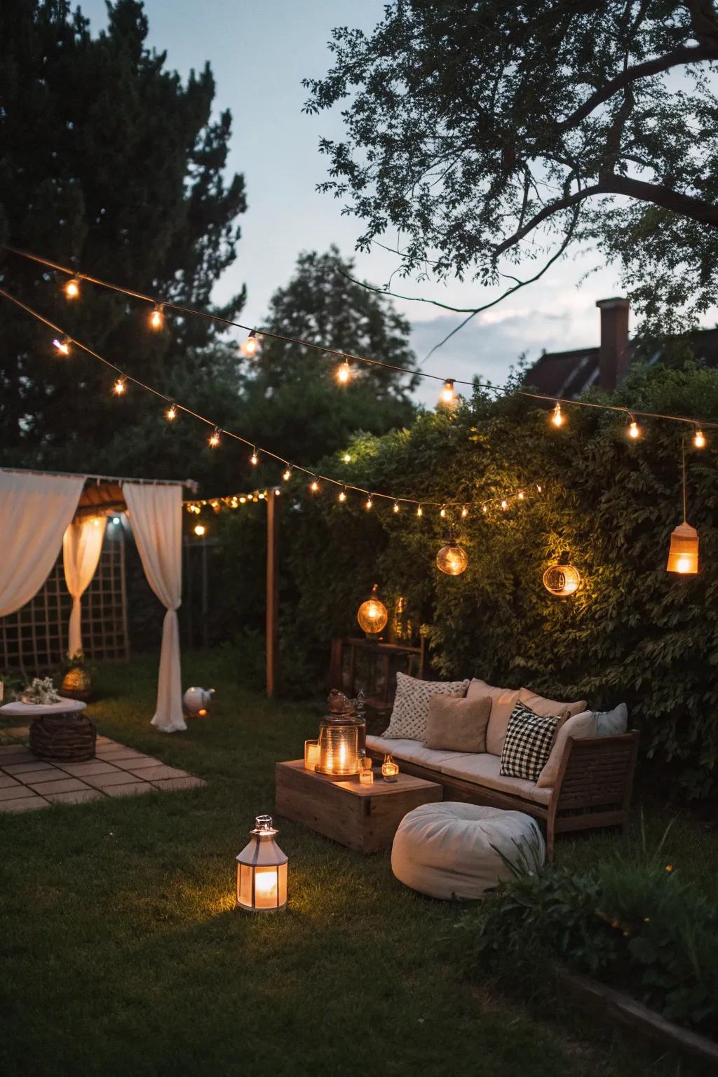 Beams convert your backyard for evening enjoyment.