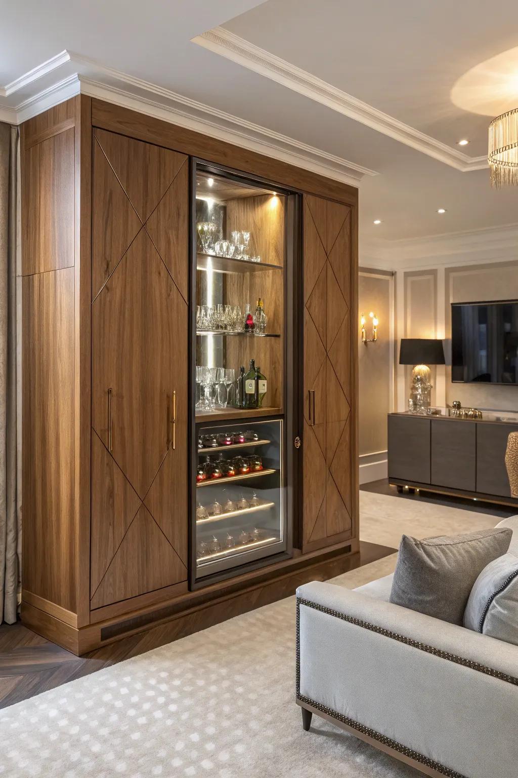 A streamlined and neat hidden bar cabinet concept.