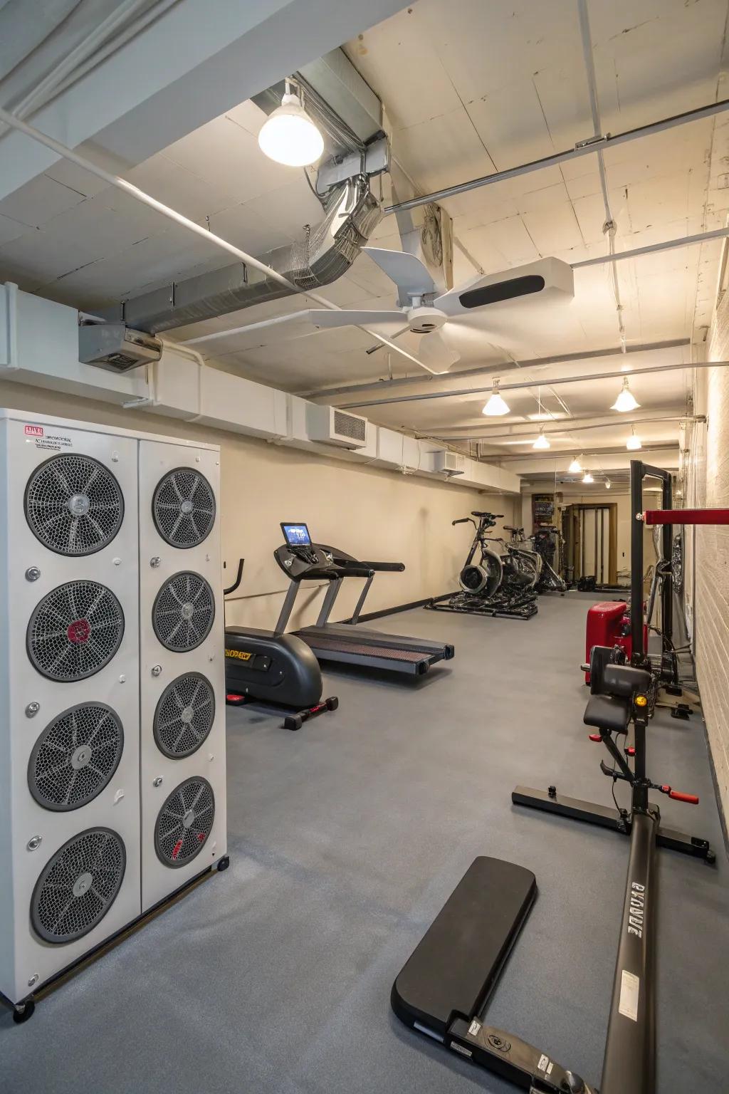 Proper ventilation is crucial for a comfy workout atmosphere.
