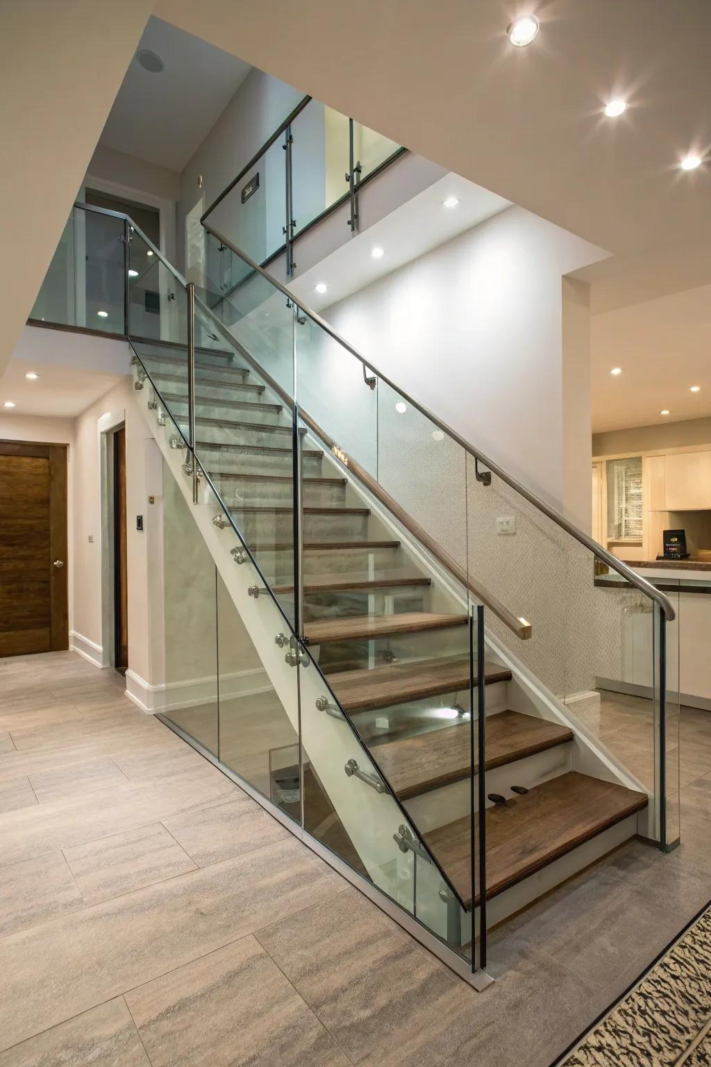 See-through railings expand space and illumination.