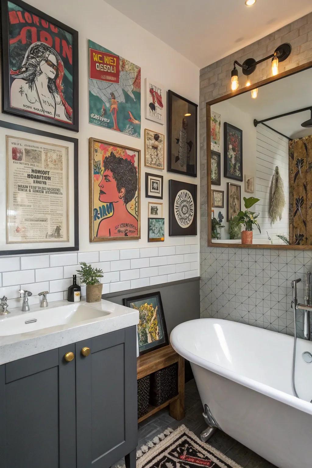 Mixing varied art creates a rich, personalized ambiance.