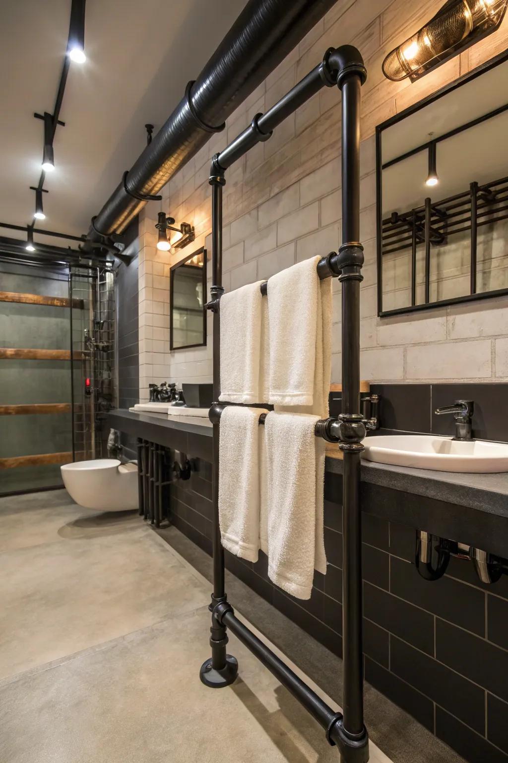 Add an urban edge with industrial piping designs.