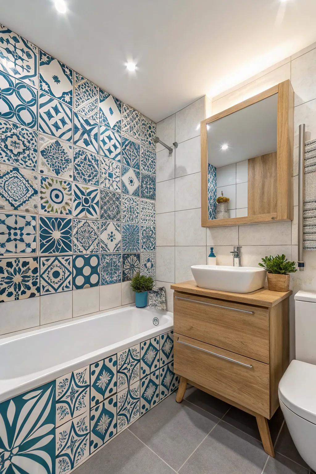 Accent walls stand out as captivating centerpieces in any bathroom.