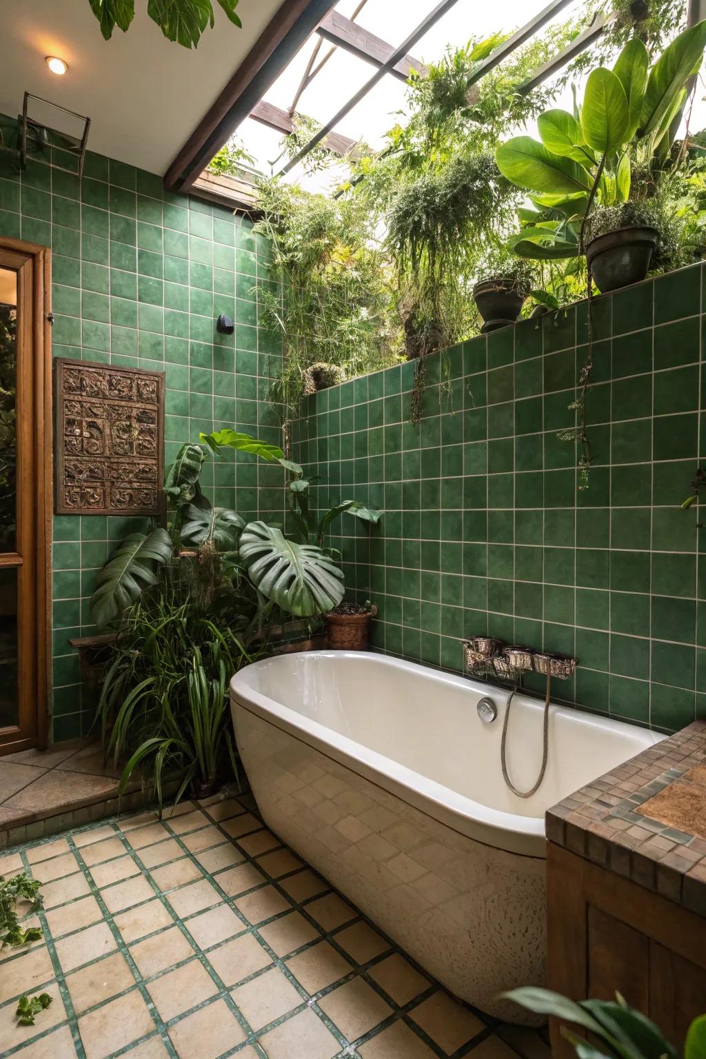 Tranquil escape enhanced by nature-inspired verdant tiling
