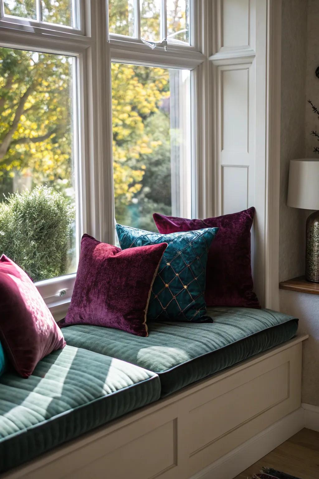 Velvet cushions add a touch of luxury and sophistication to your space.