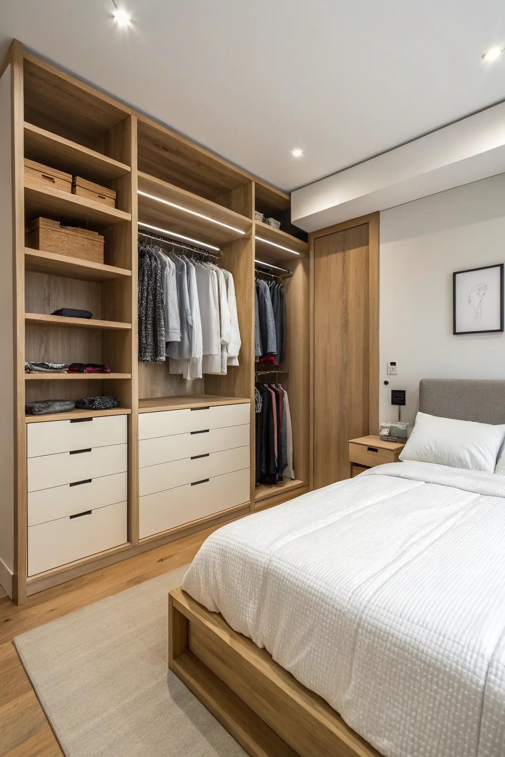 Minimalist design keeps your closet bed serene and uncluttered.