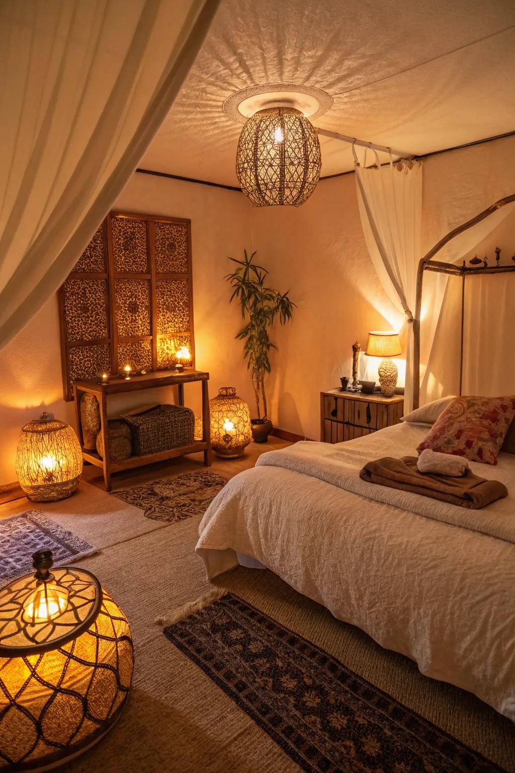 Deep tones for a cozy bedroom ambiance.