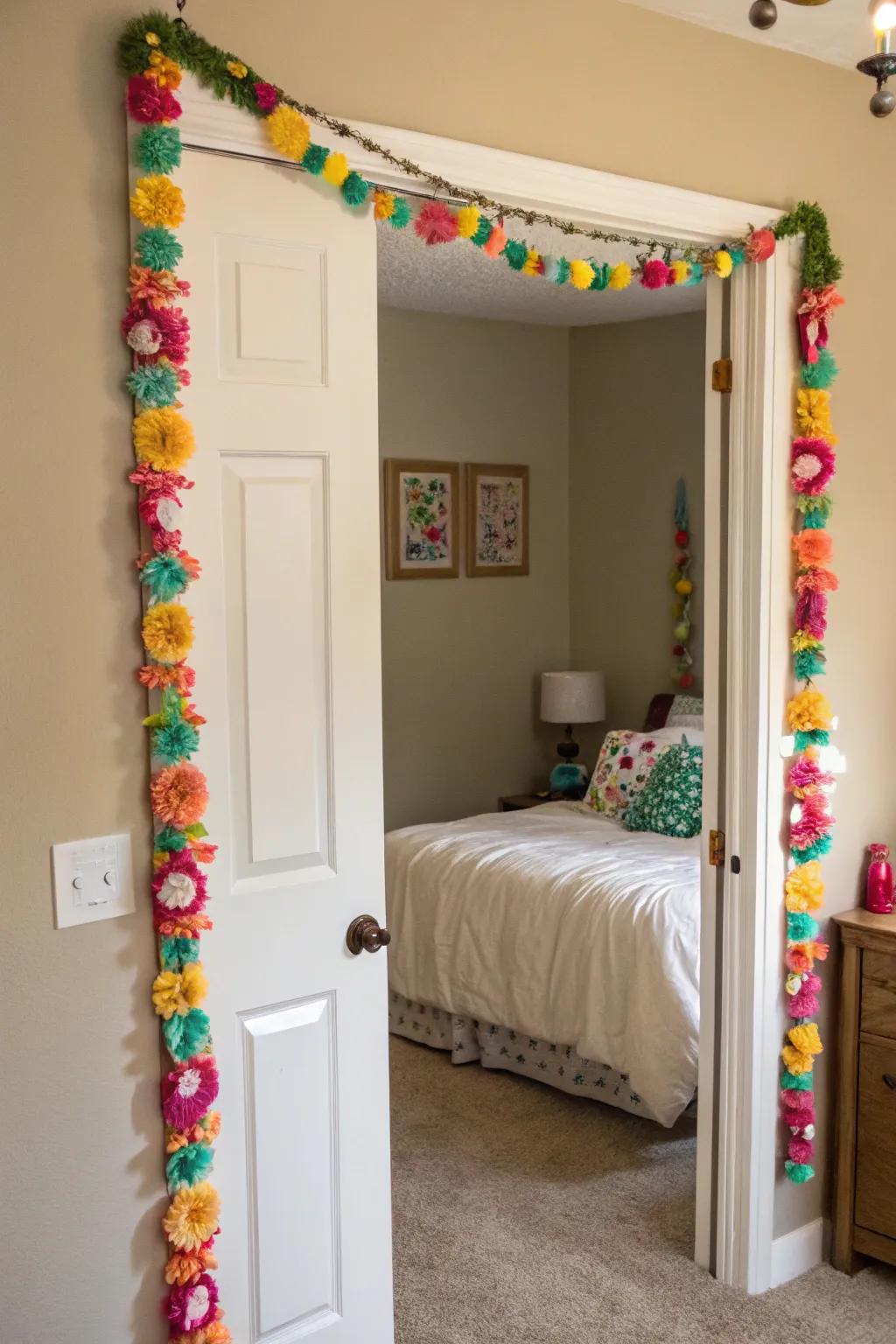 Decorative strands deliver an instant joyful atmosphere to your bedroom entrance.
