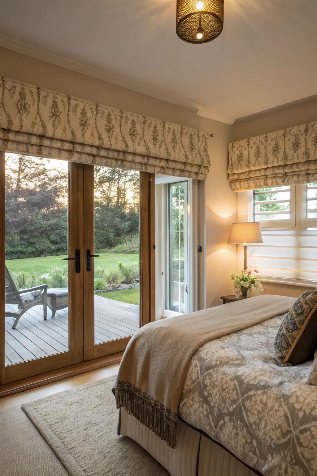 Blinds provide privacy while keeping a stylish look.
