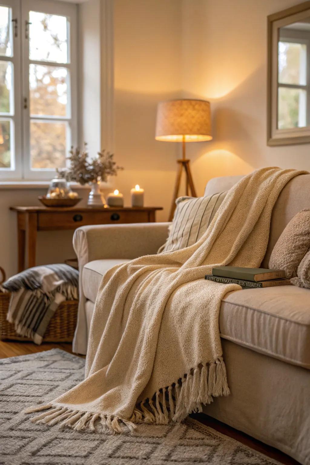 Throws add warmth and comfort.