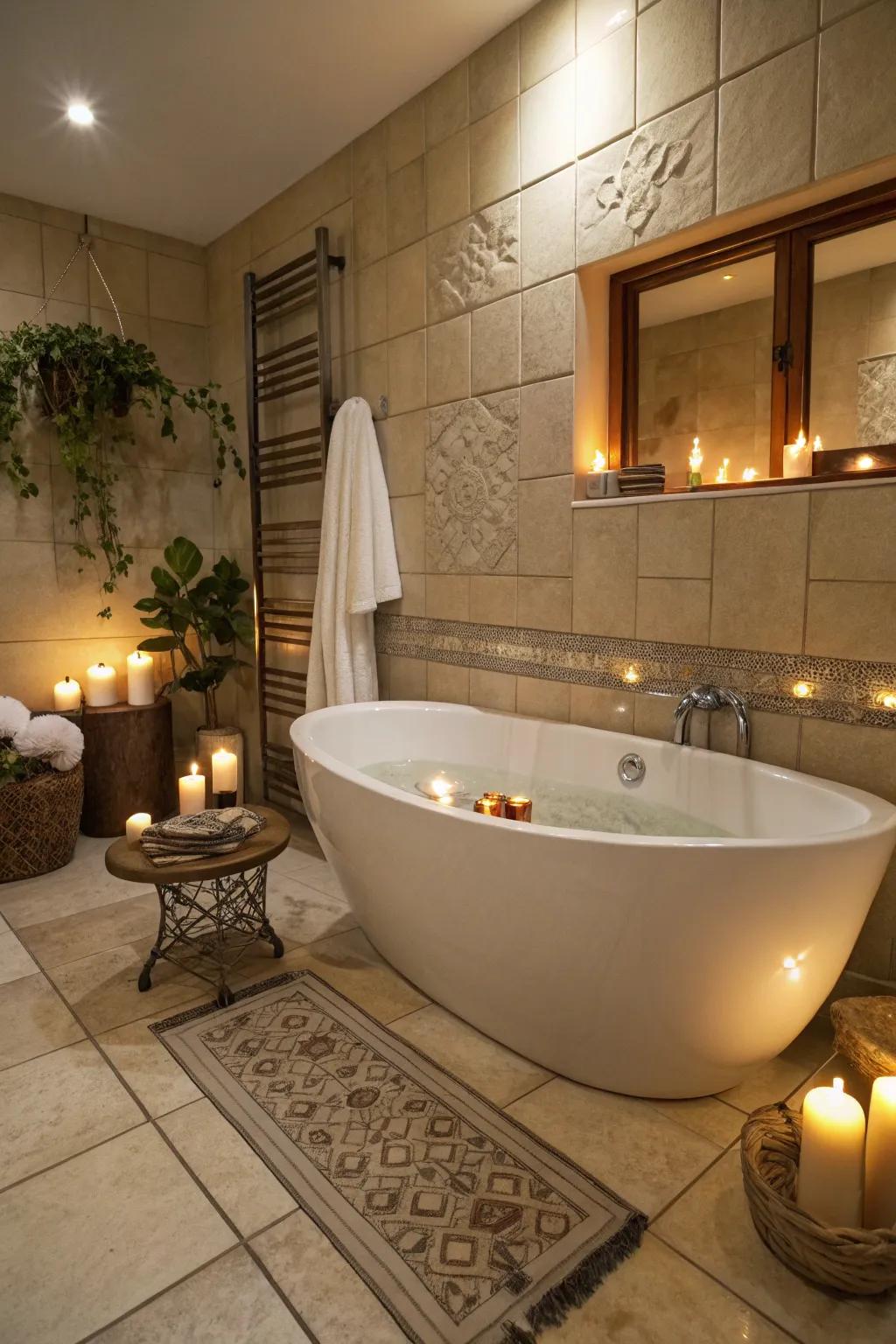 Lavish bathroom with refined ceramic tiles