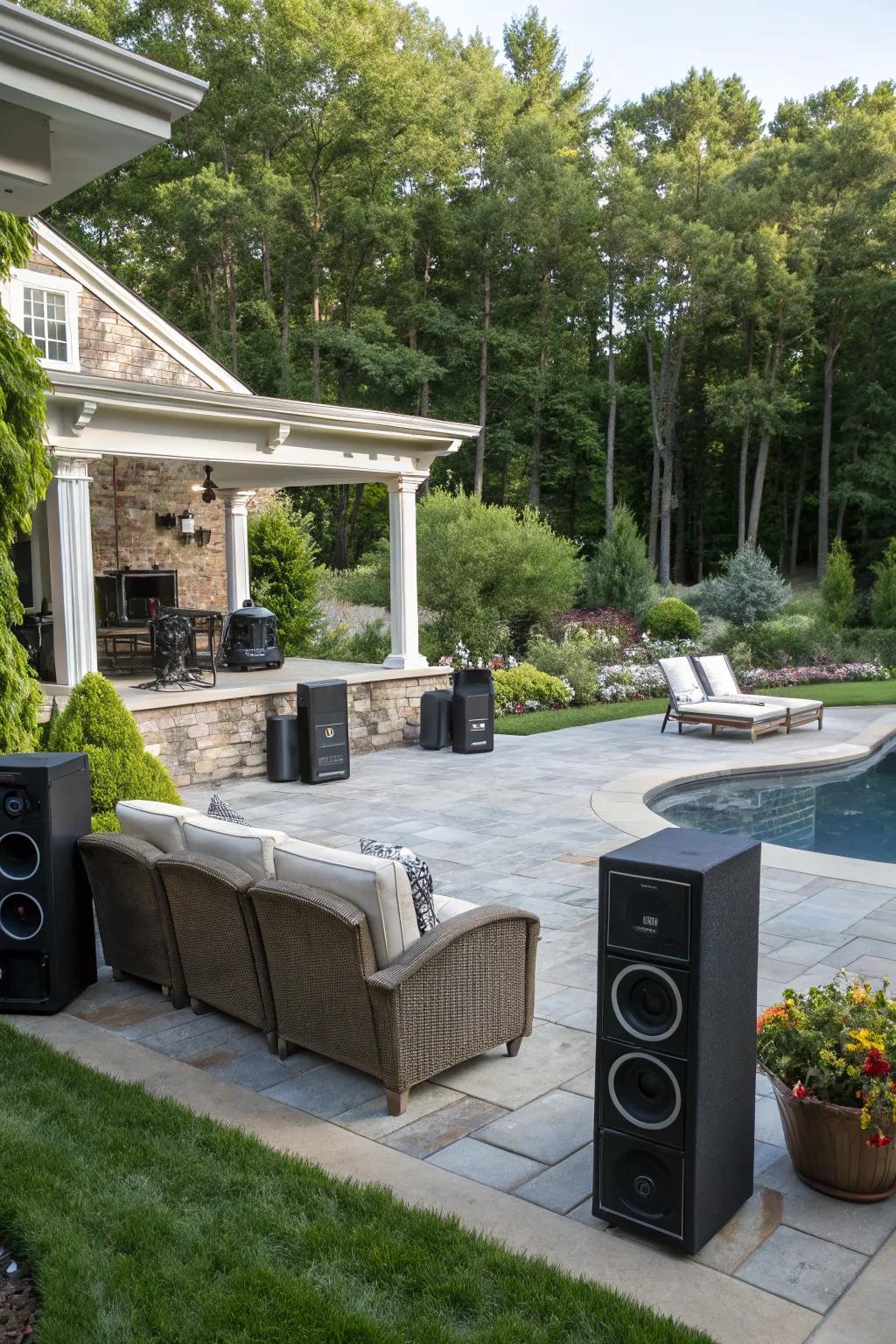Guarantee all-encompassing audio around your outdoor space with a multi-speaker arrangement.
