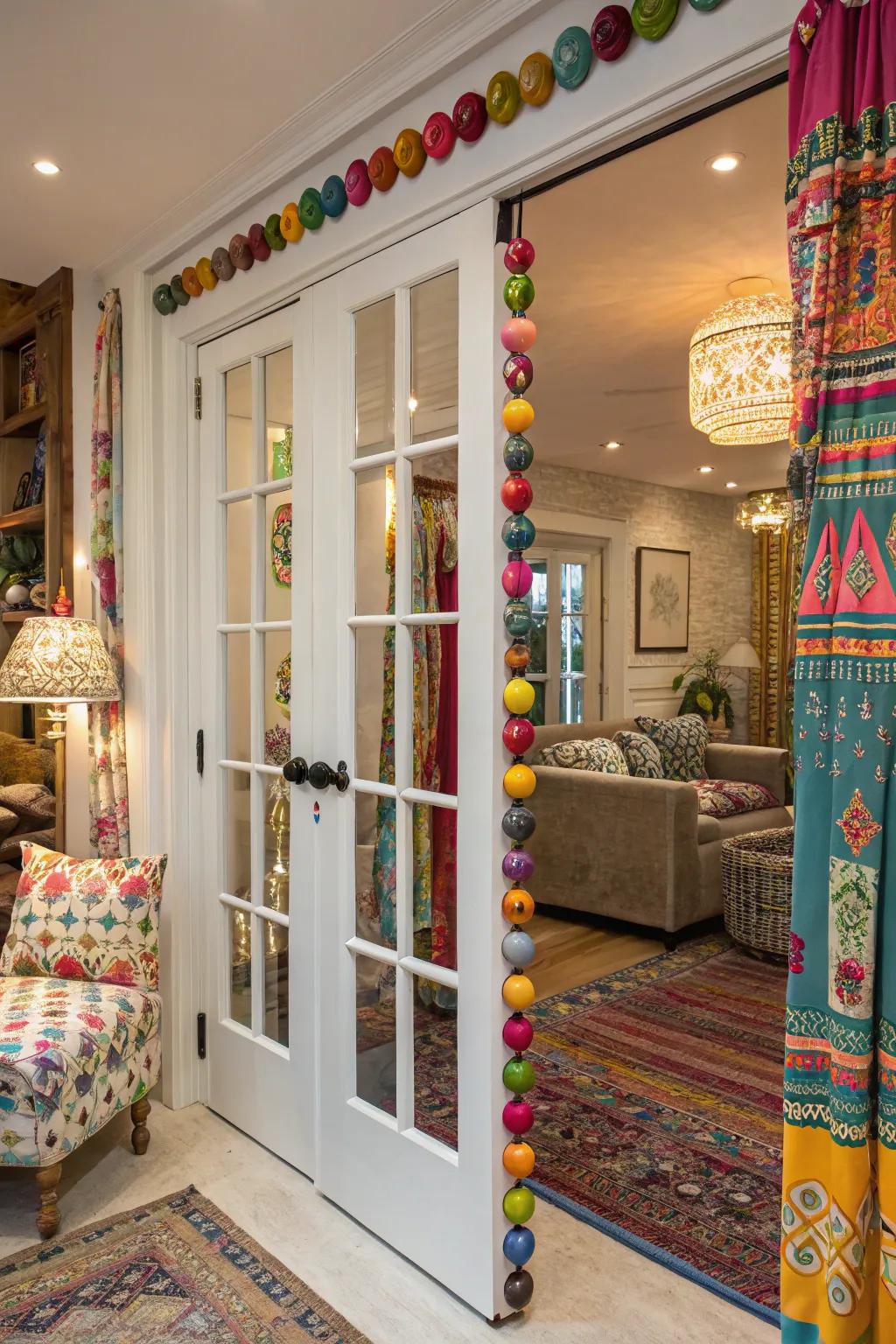 Cheerful painted details add a playful touch to bifold doors.