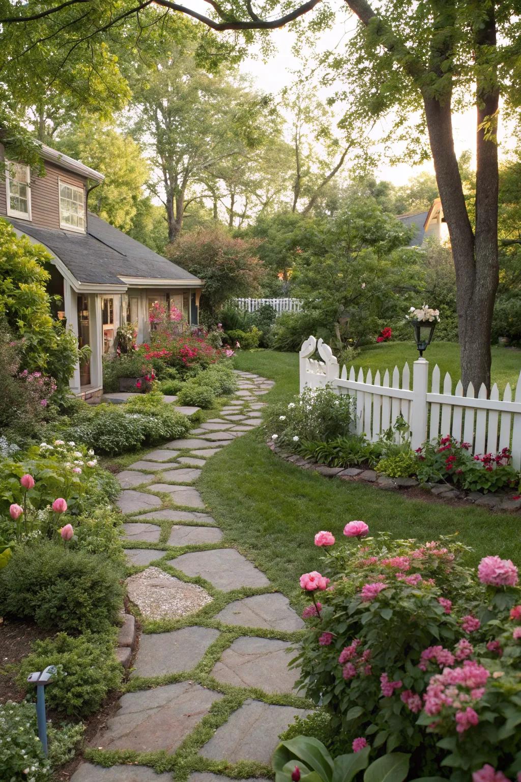 Paved walkways enhance both beauty and navigation in your backyard.