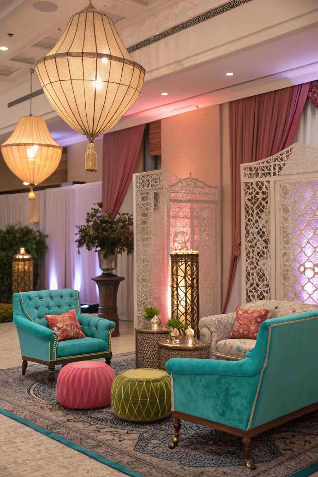 A themed party layout using a cohesive color scheme for a balanced look.