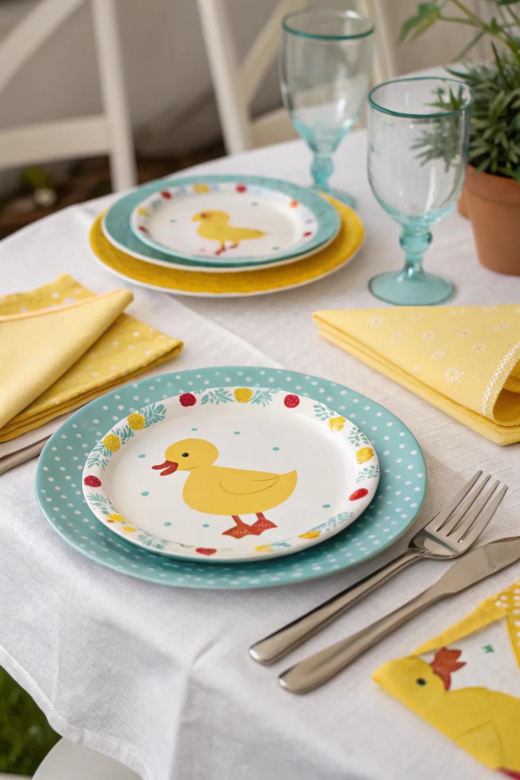 Playful ducky-themed dinnerware.