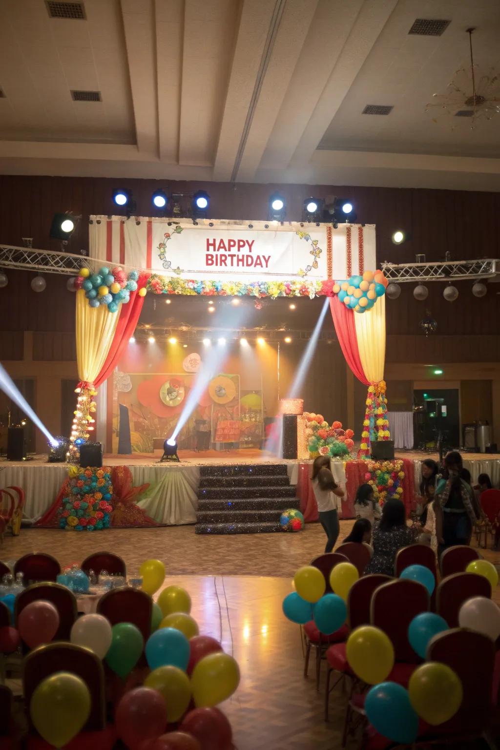 A spectacular stage presentation prepared for the birthday celebrant's spotlight moment.
