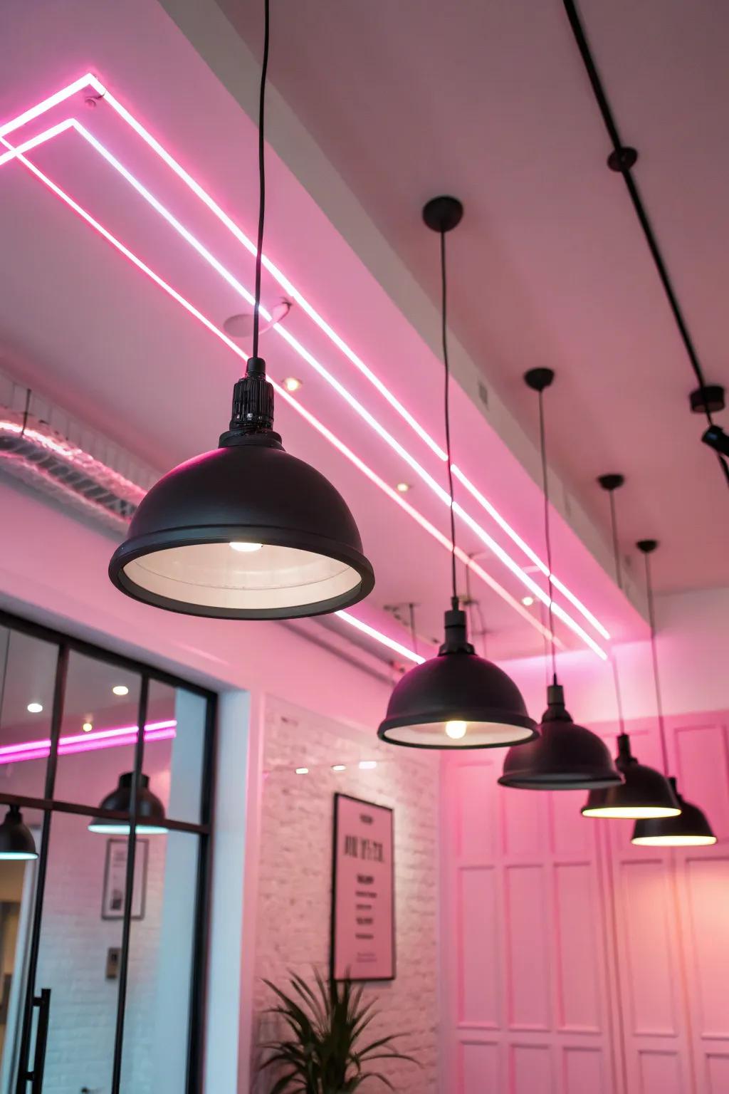 Modern lighting solutions bring a contemporary flair to the space.