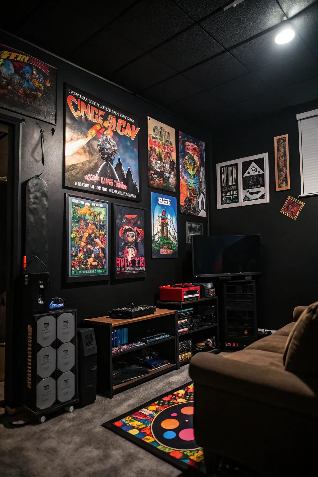 Gaming posters and wall art add personality and style to the walls.
