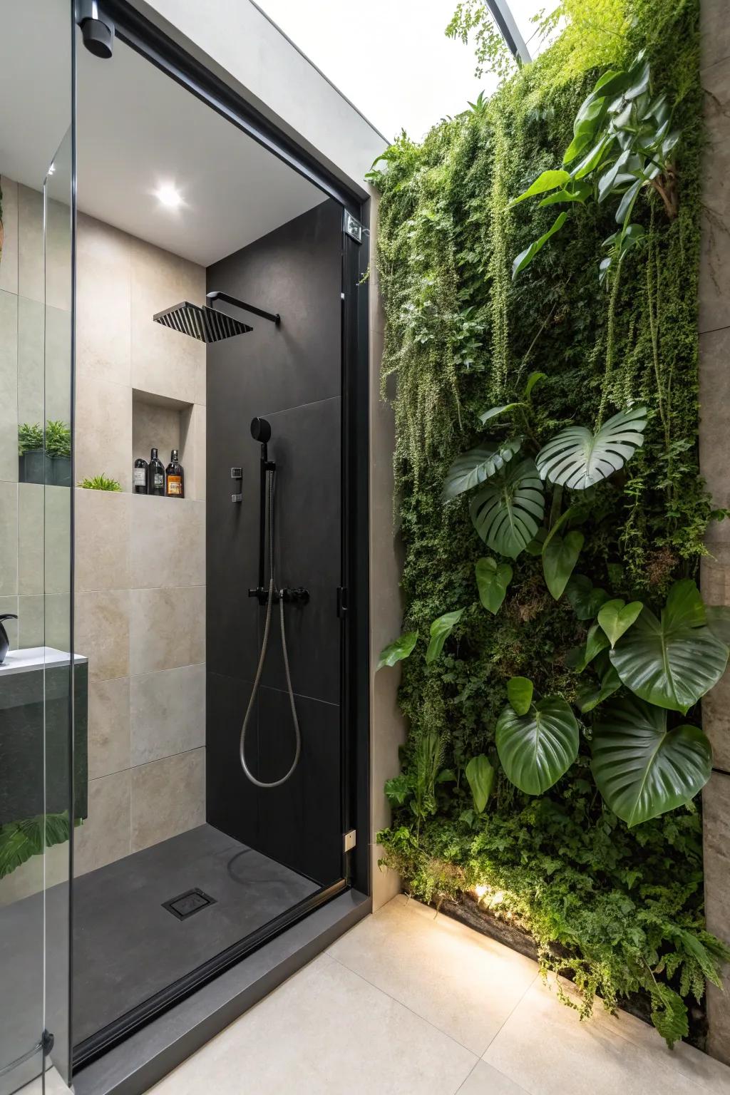 Foliage brings a natural vibe to dark showers.