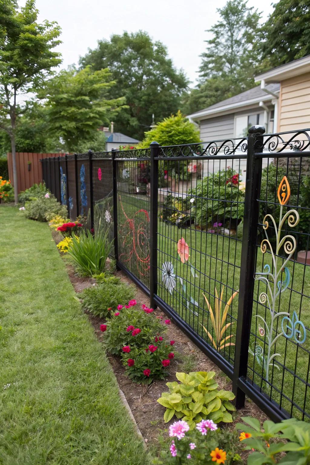 Add personality to your space with artistic dark steel-strand border segments.