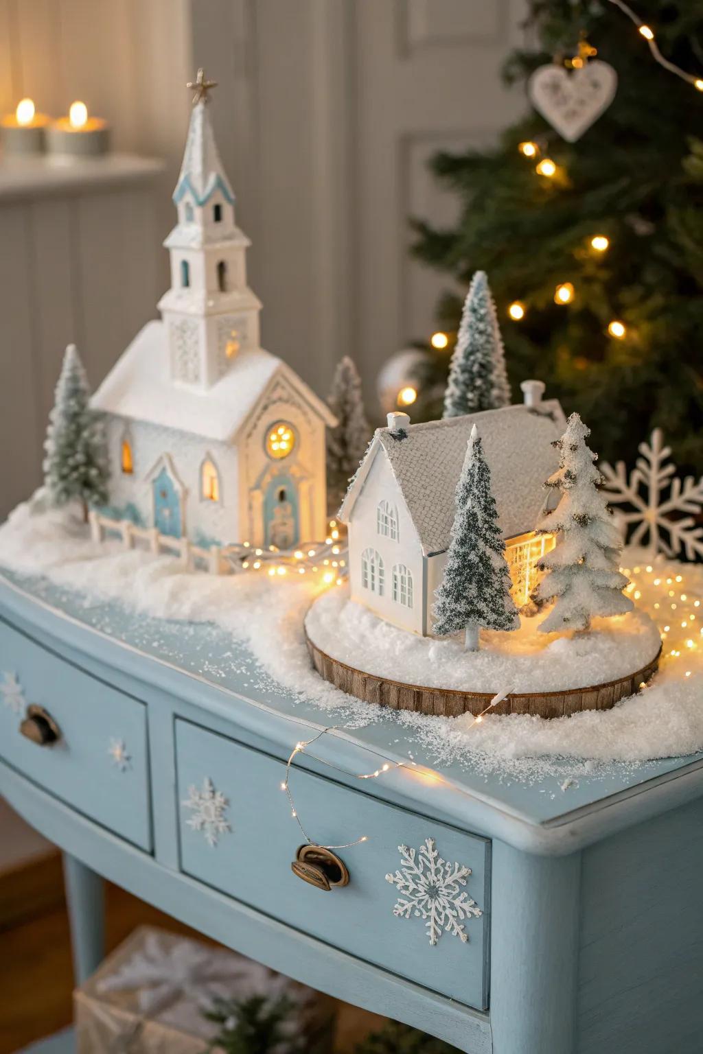 A charming Christmas village brings holiday cheer to any room.