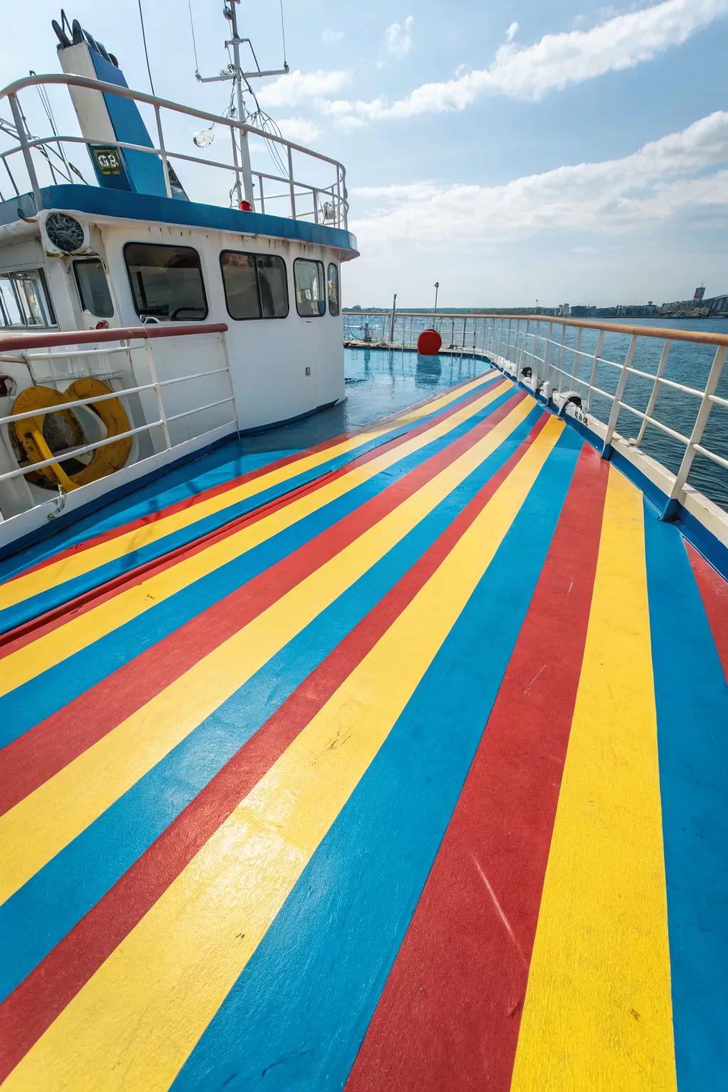 Stripes contribute a lively and energetic element.