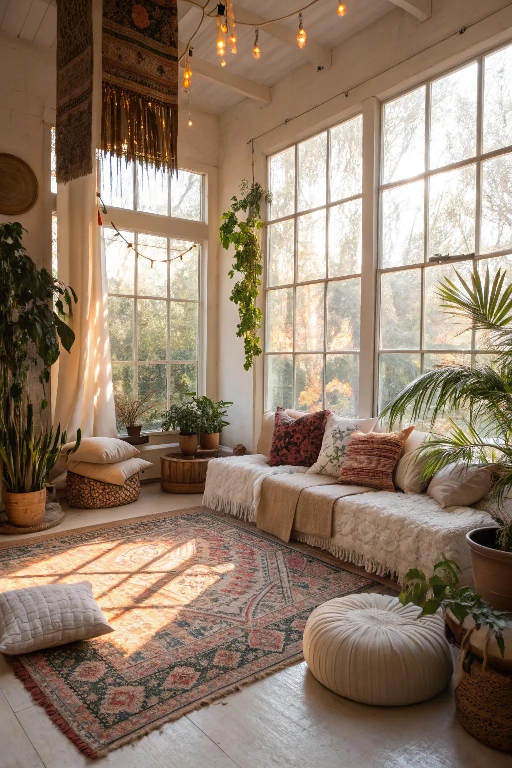 Natural illumination accentuates the bohemian allure.