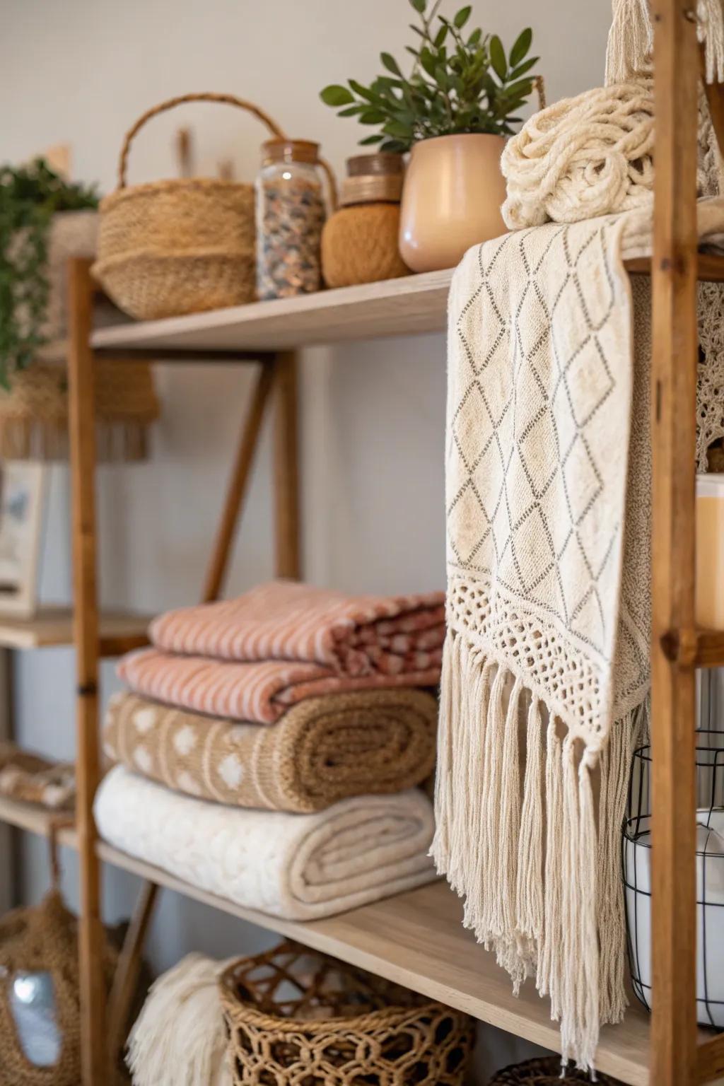 Delicate fabrics bring warmth and coziness.