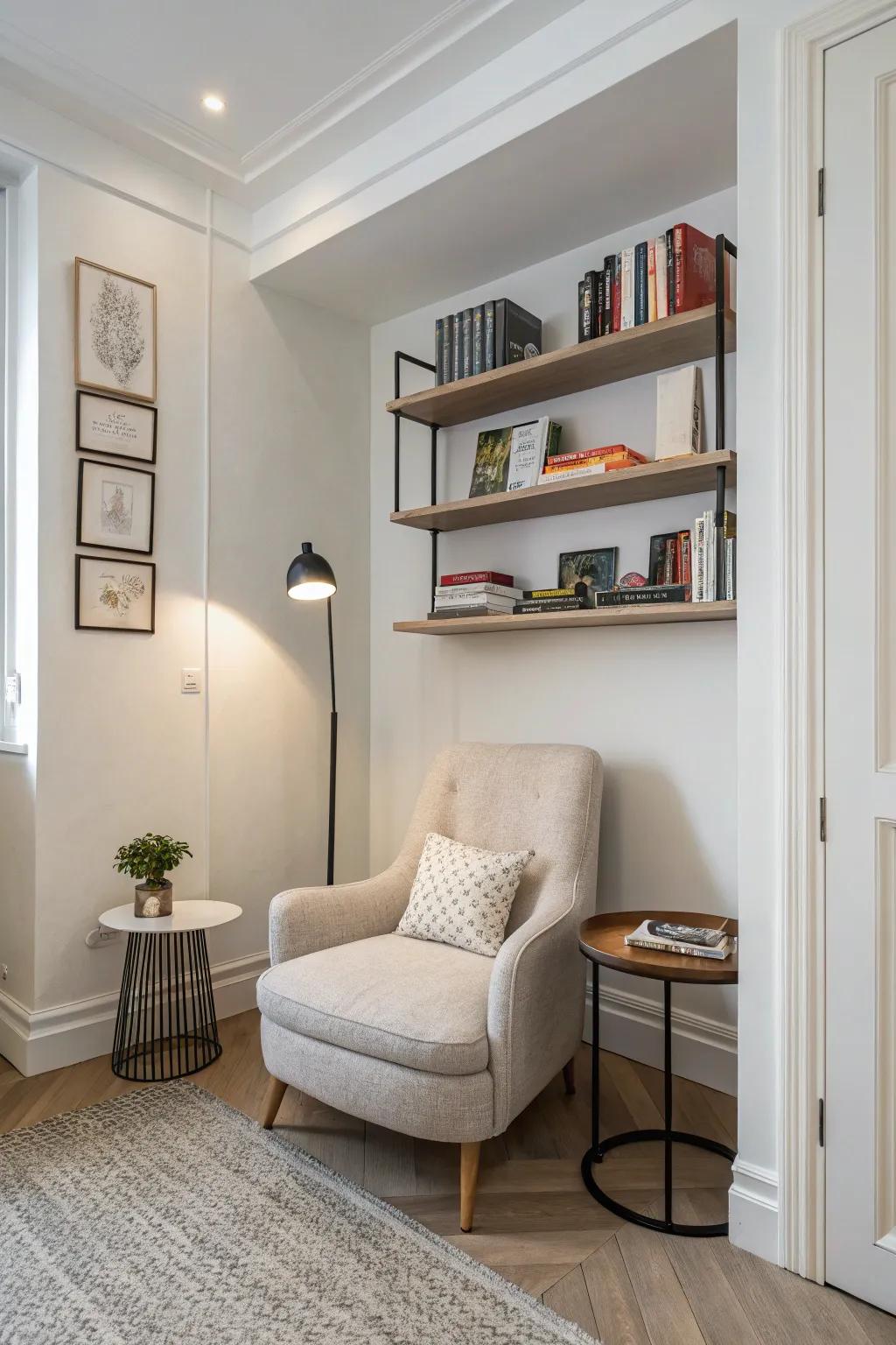 A modern minimalist nook, melding simplicity with sophistication.
