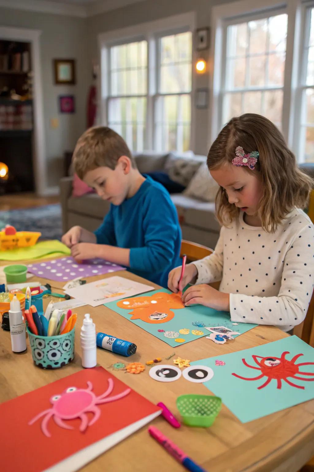 Imaginative sea creature crafts that serve as party keepsakes.