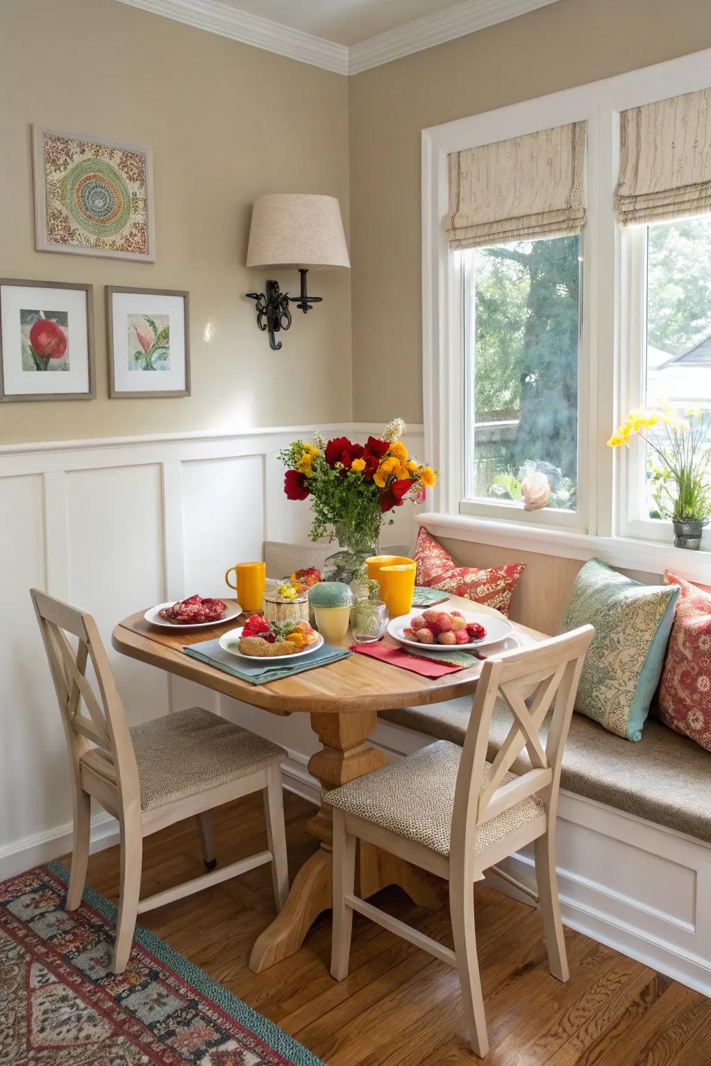 Neutral colors set a calm scene, while pops of color add personality.