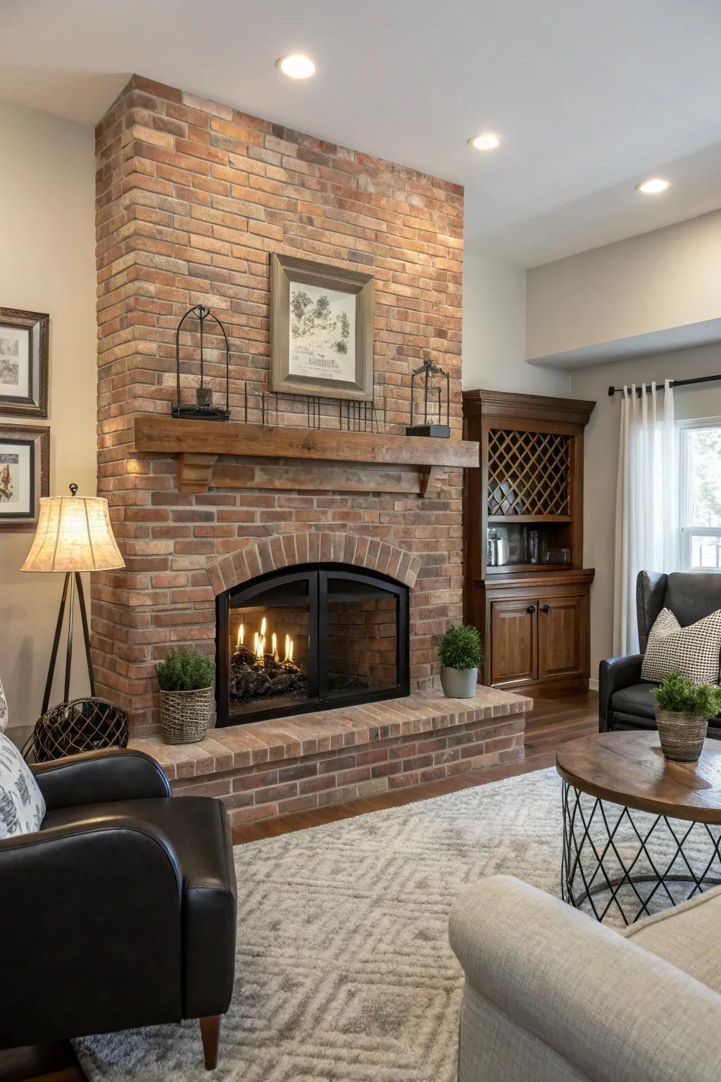 The synergy of modern and classic styles results in a well-balanced fireplace.