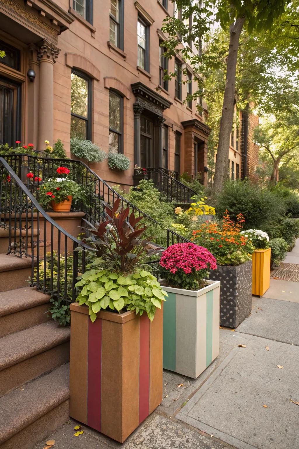 Artistic planters fill the backyard with personality and flair.