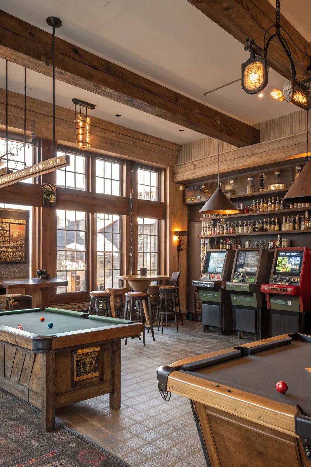 A refreshment spot introduces practicality and flair to your fun space.