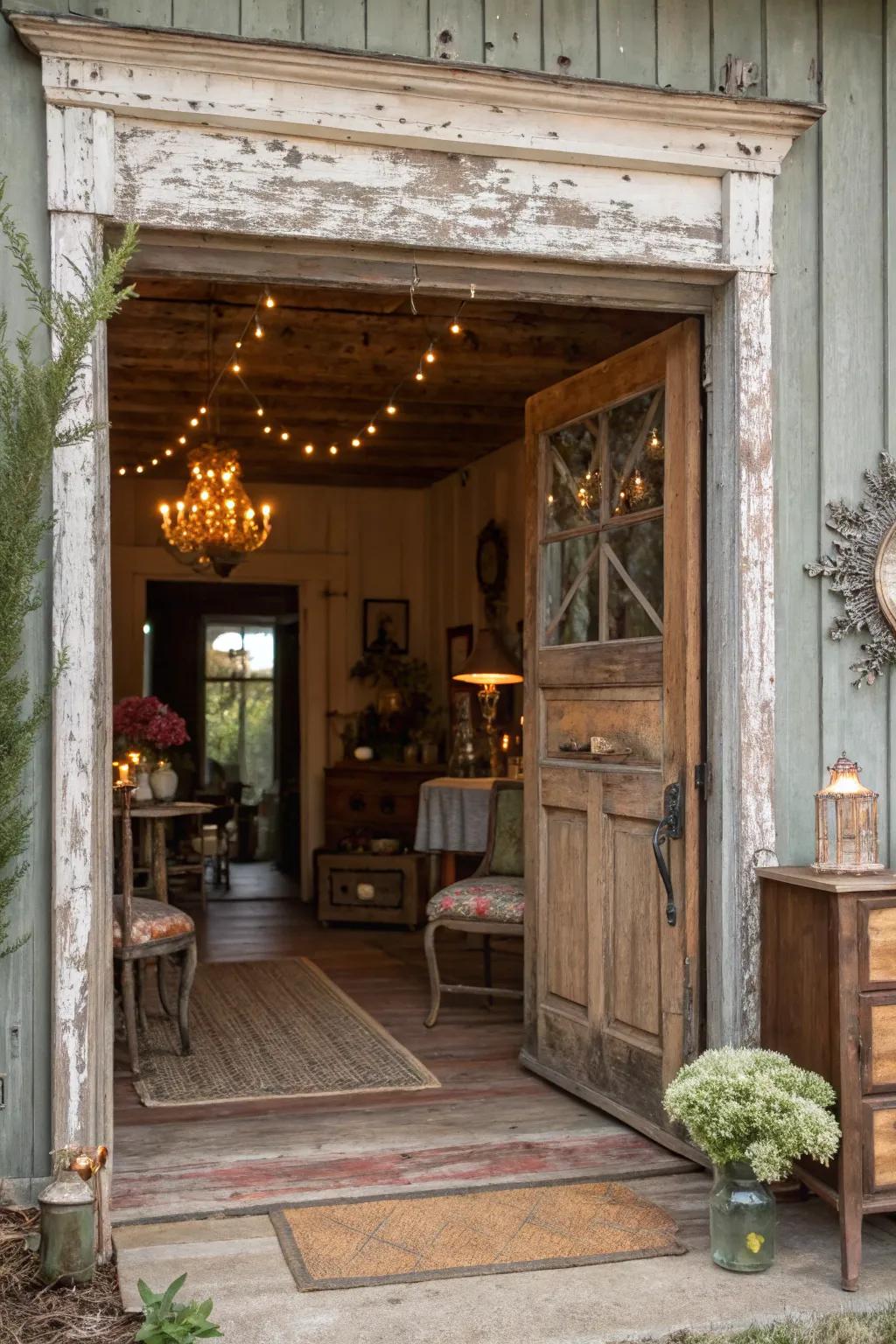 Weathered timber trim exudes country house charm.