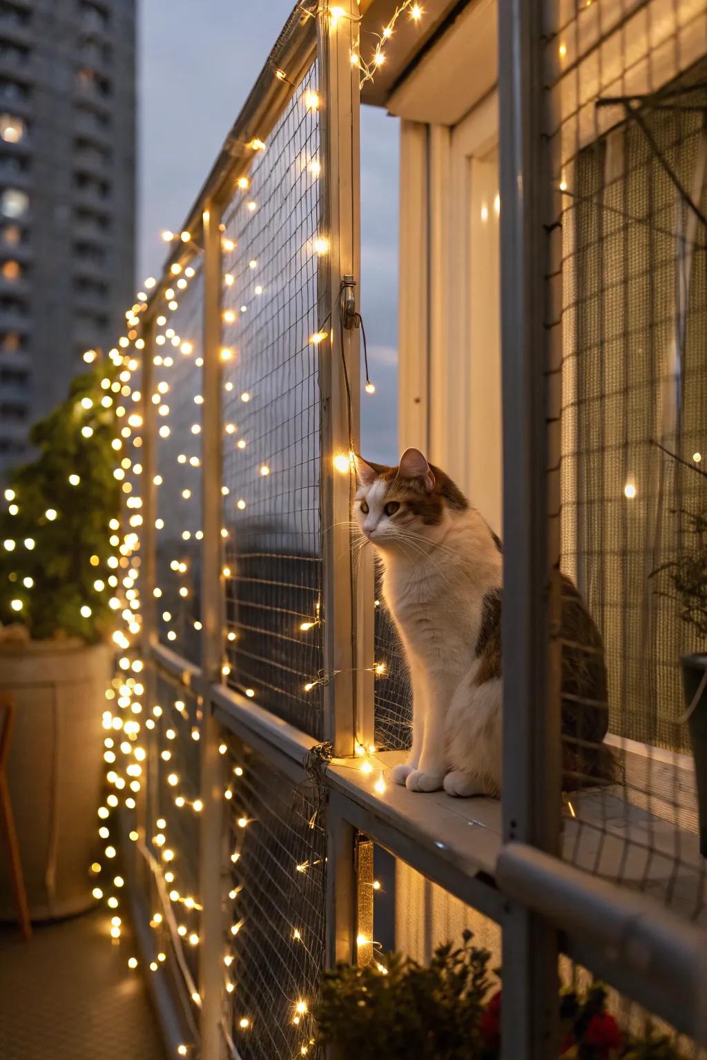 Fairy lights make a magical evening atmosphere in your catio.