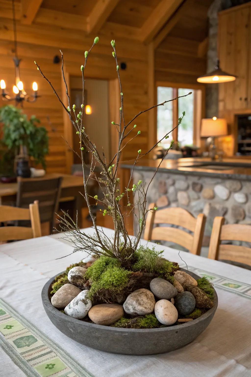 Natural moss infuses an earthy, organic accent to your table.