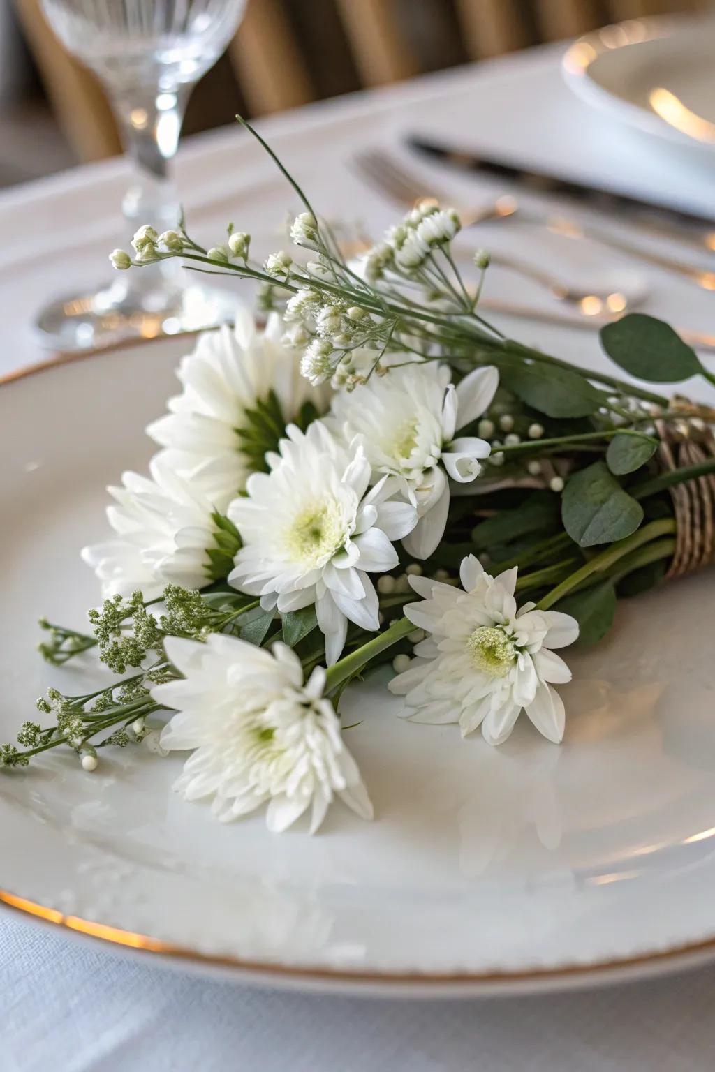 Get a smooth look with a one-color flower centerpiece.