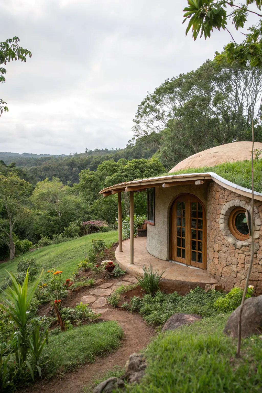A lasting groundbag home nestled in verdant surroundings.