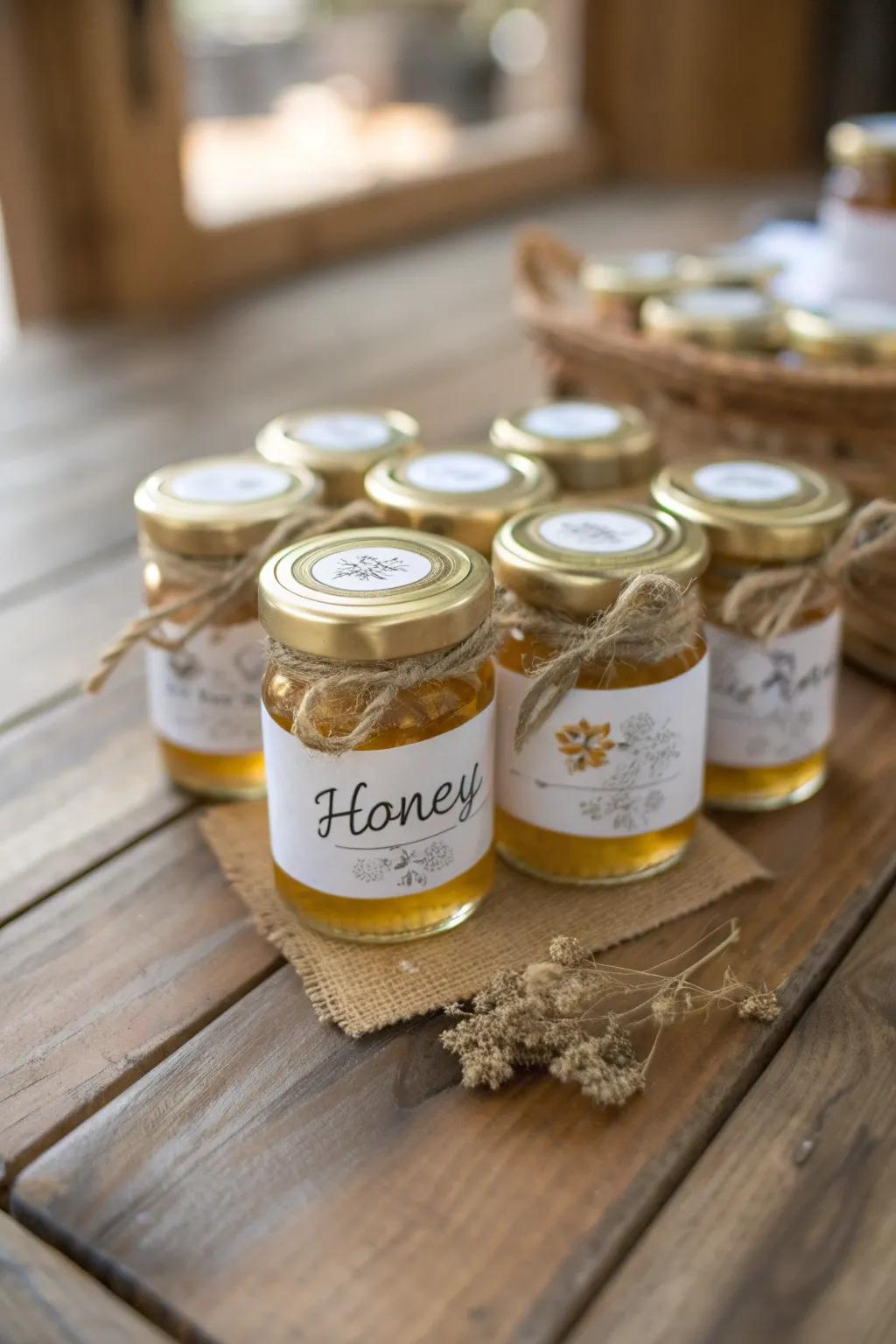 Small honey pots add a sweet detail to your wedding day.