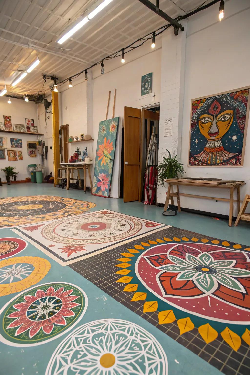 Painted floors provide a blank canvas for your inventive ideas.