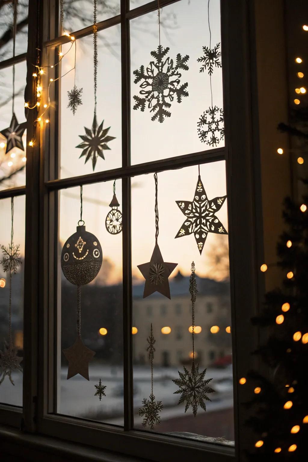 Shadow figures infuse a whimsical touch when backlighted by lights.