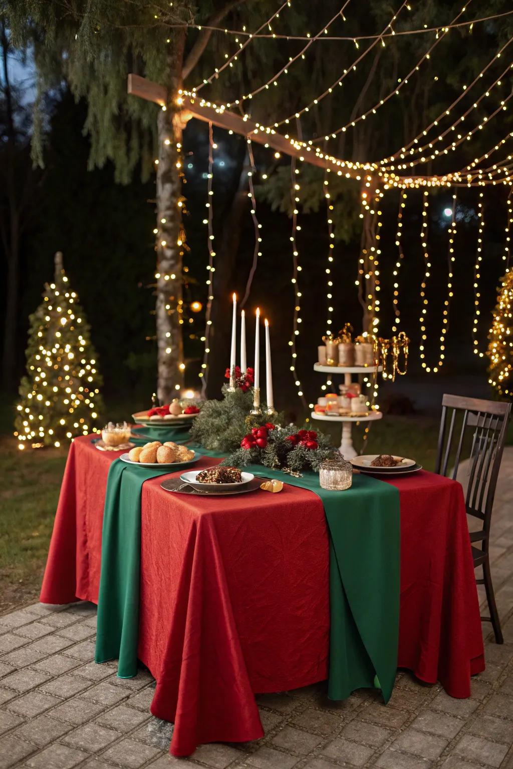 Glowing strands contribute a hint of enchantment to the celebratory table.