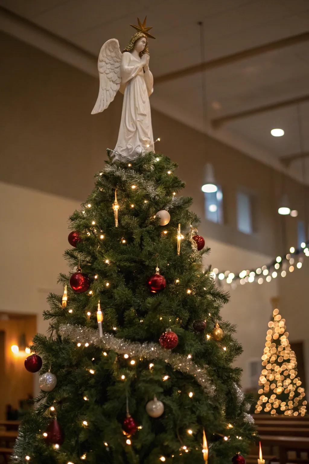 An angel accent adds timeless beauty to the tree.