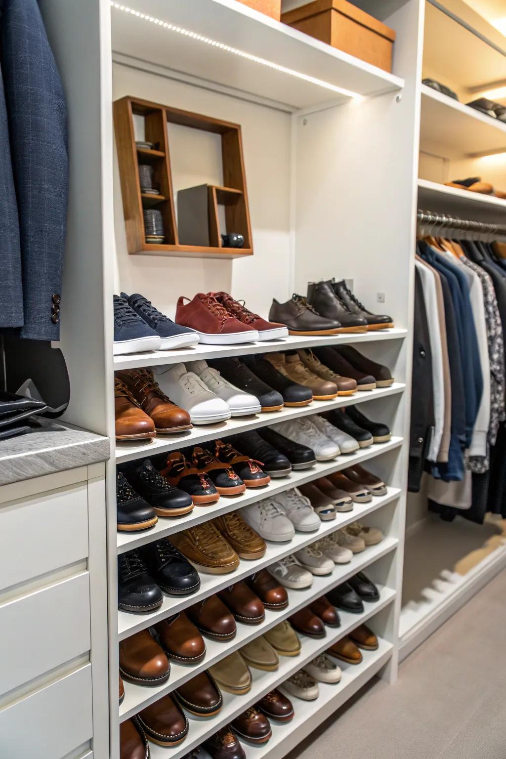 Showcase your shoe collection on purpose-built racks.