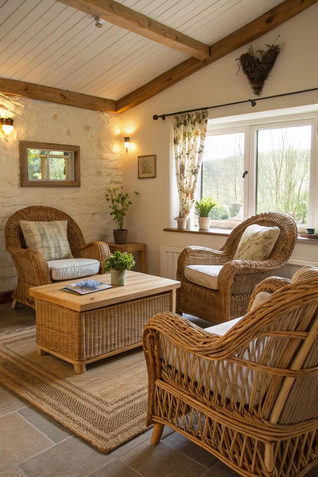 Spindle and cane create a chill coastal vibe.