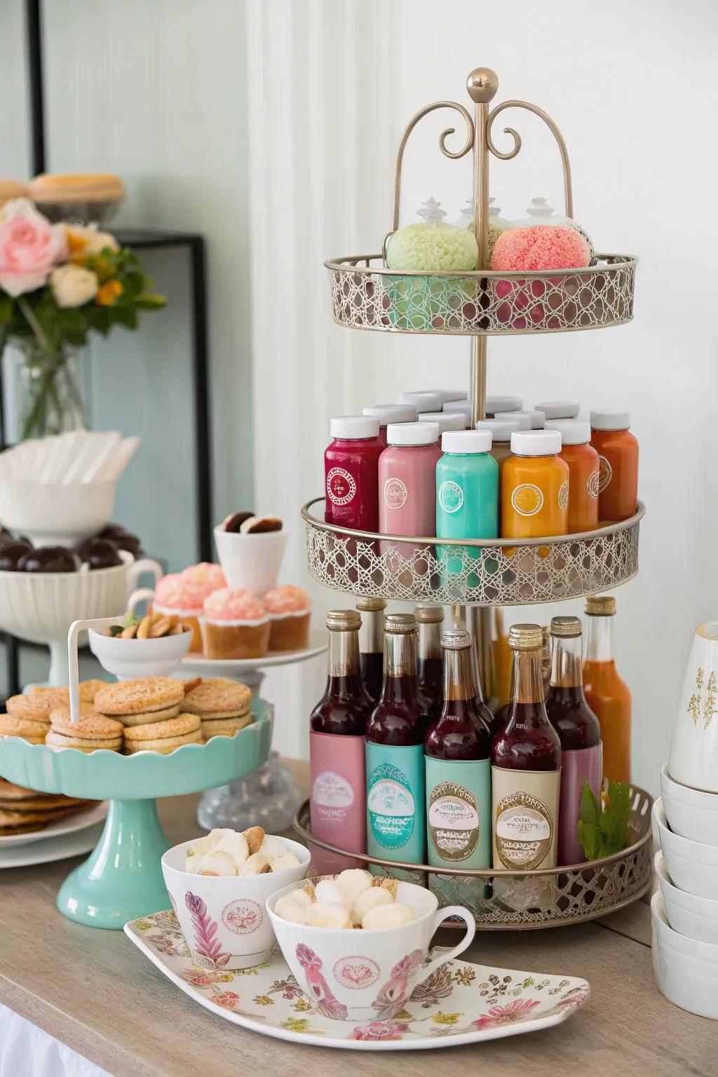 Staged stands effectively arrange your coffee items.