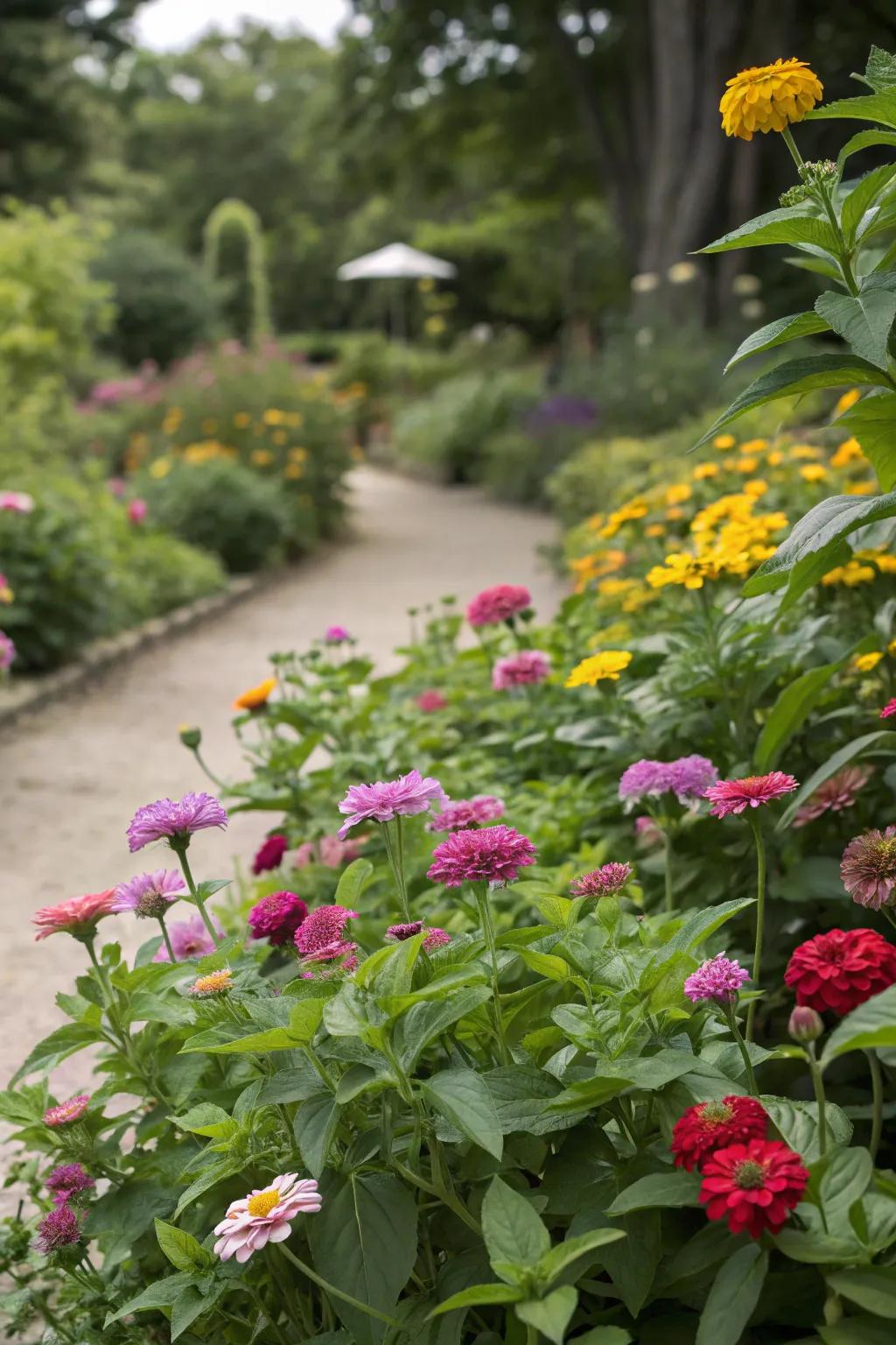 Colorful plantings provide visual interest throughout the year.